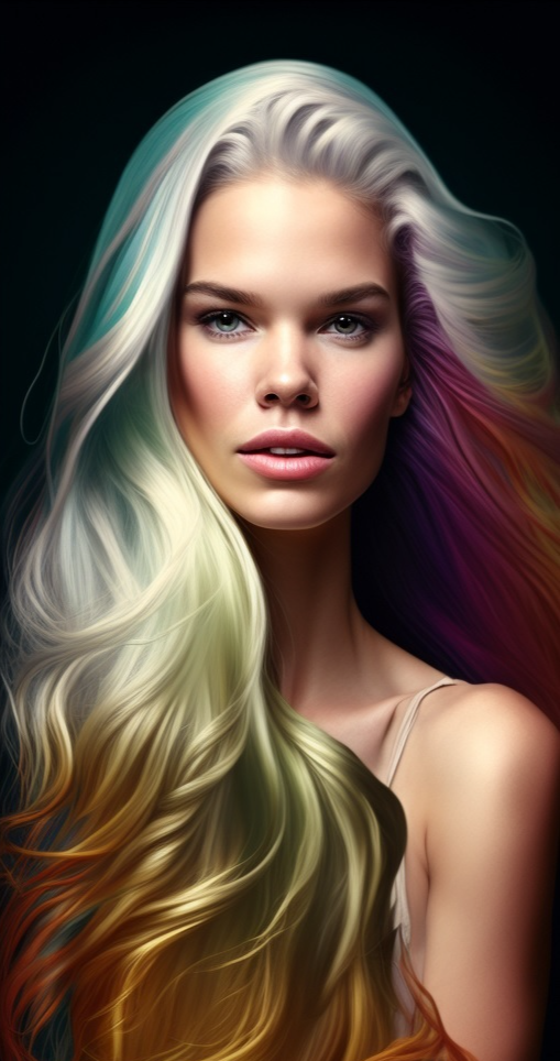 Девушка с окрашенными волосами в разные цвета